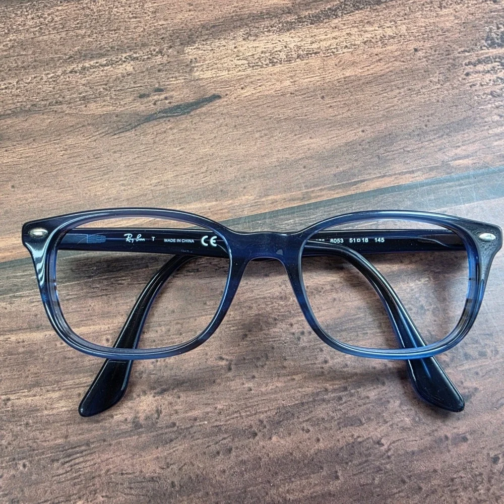 Ray-Ban RB 5375 8053 Blue Striped Rectangular Eyeglass Frames 51-18-145